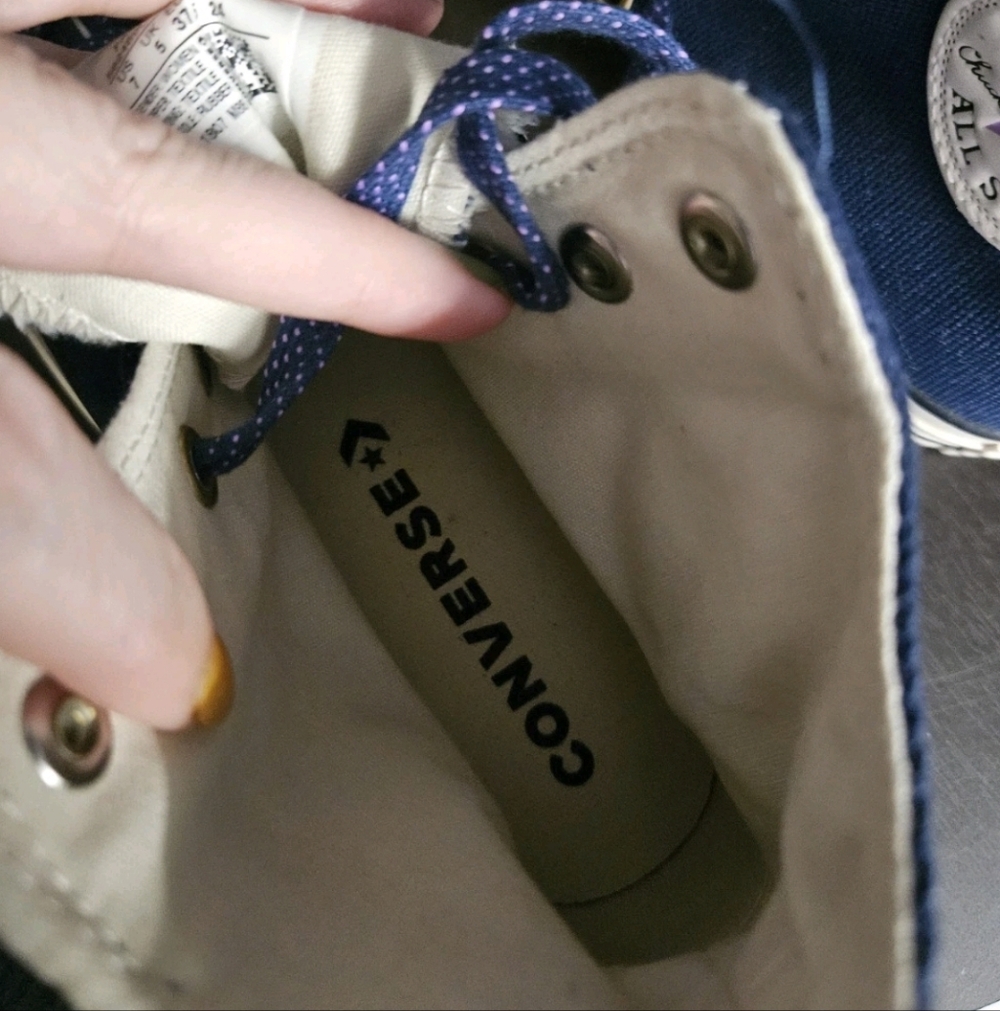 Converse High Top Sneakers Navy Blue with White Accents - Picture 5 of 6